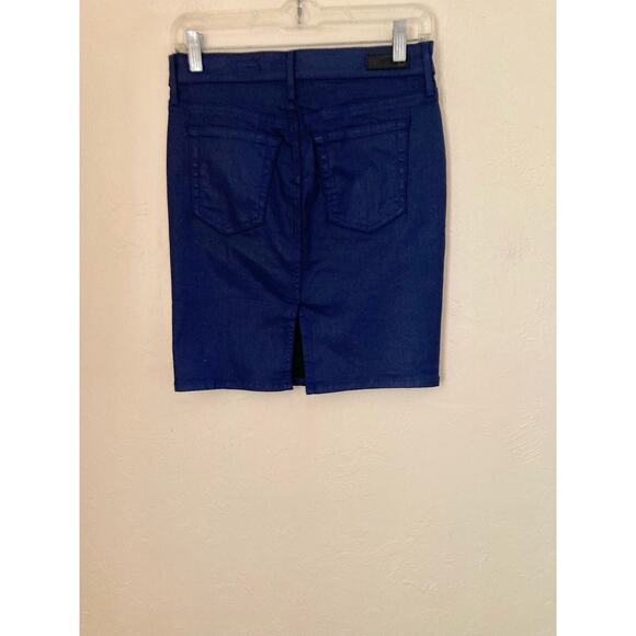 AG Adriano Goldschmied Women's Mini Skirt Size 26 Blue Coated Pencil NWOT - Picture 3 of 7